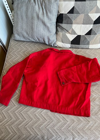 Kırmızı Düğmeli Kadın Kot Ceket - Görsel 4