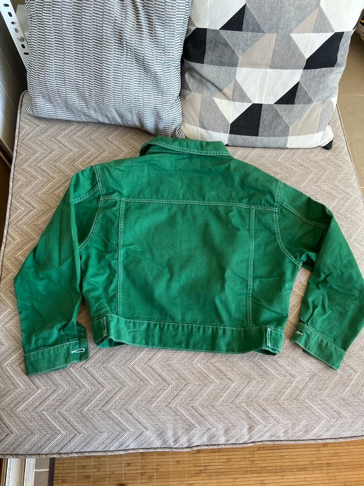 Düğmeli Yeşil Kadın Denim Ceket - Görsel 4