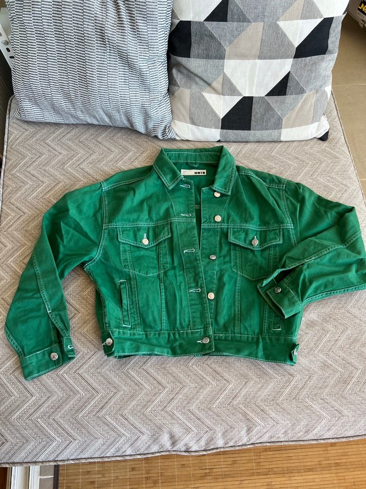 Düğmeli Yeşil Kadın Denim Ceket - Görsel 2