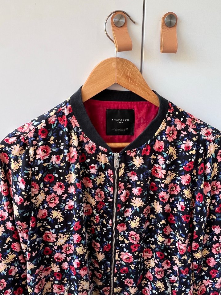 Çiçek Desenli Fermuarlı Kadın Ceket - Görsel 3