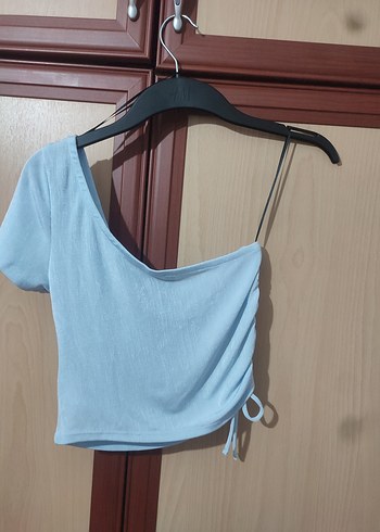 H&M Mavi Drapeli Mini Bluz