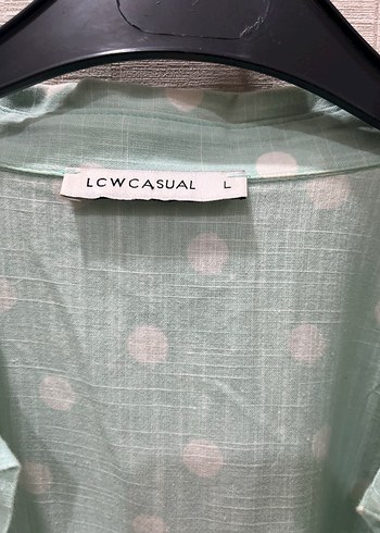 LC Waikiki Uzun Turkuaz Bağlama Desenli Keten Gömlek