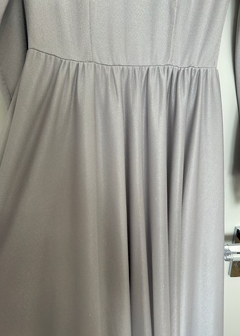 Tesettür simli gri elbise - Görsel 3