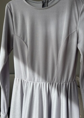 Tesettür simli gri elbise - Görsel 7