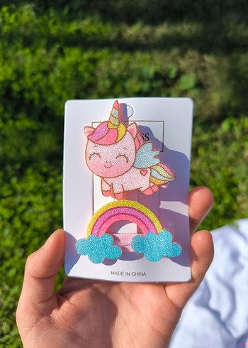 Renkli Unicorn ve Meyve Desenli Çocuk Toka Seti - Görsel 5