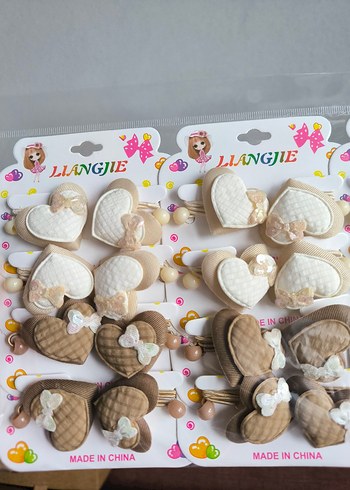 Nakışlı Bej Elastik Çocuk Saç Tokaları - Görsel 4