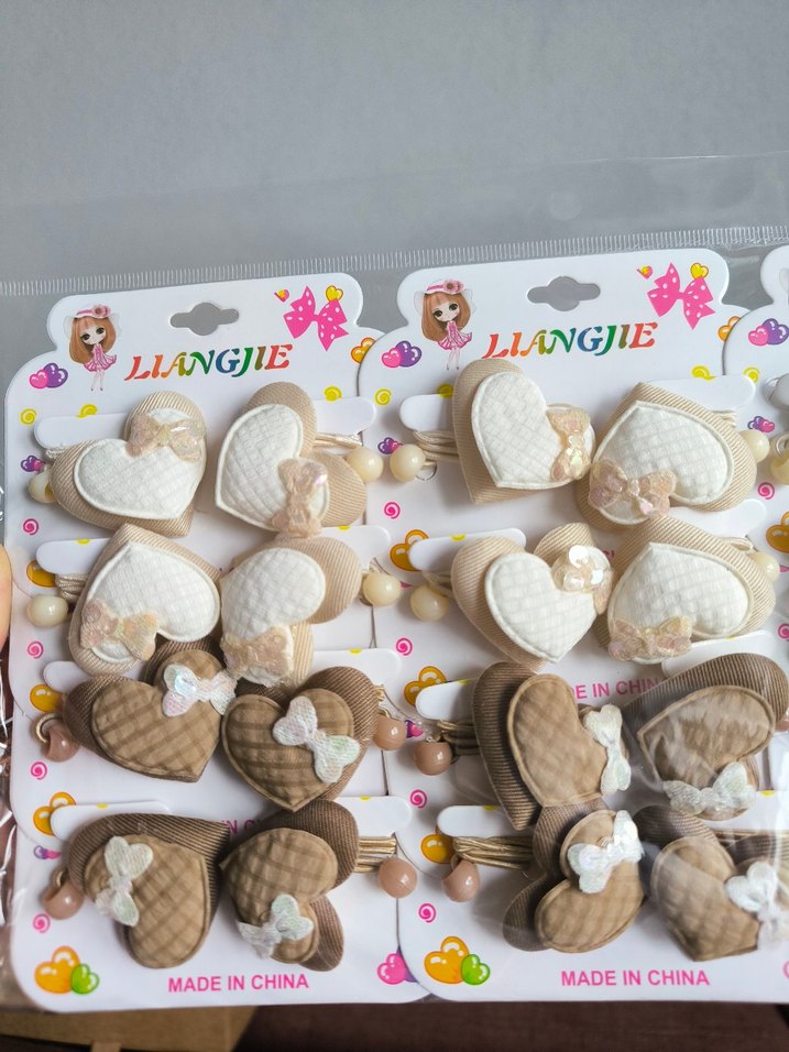 Nakışlı Bej Elastik Çocuk Saç Tokaları - Görsel 4