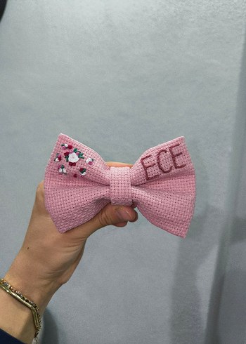 Nakışlı Pembe Fiyonk Saç Tokası - Görsel 3