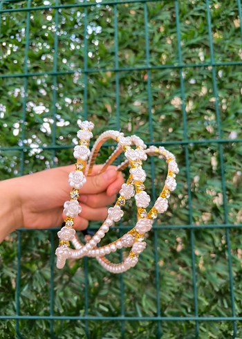 incili gül taşlı taç - Görsel 3