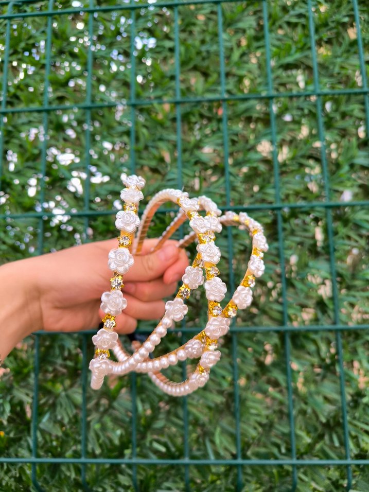 incili gül taşlı taç - Görsel 3