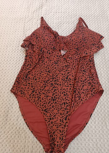 Kahverengi Leopar Desenli Volanlı Kadın Mayo - Görsel 3