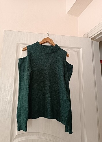 Zara kadın zümrüt yarım balıkçı omuz detaylı uzun kollu kazak 