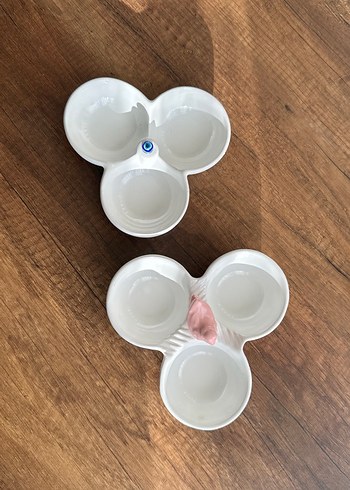 Üç Bölmeli Beyaz Seramik Tabak Seti - Görsel 5