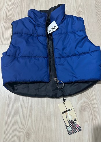 Mavi Fermuarlı Kısa Kadın Yelek - Görsel 4