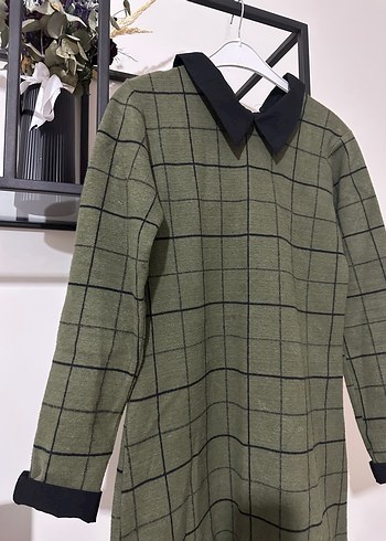 Düğmeli Uzun Kollu Ekose Triko Tunik - Görsel 3