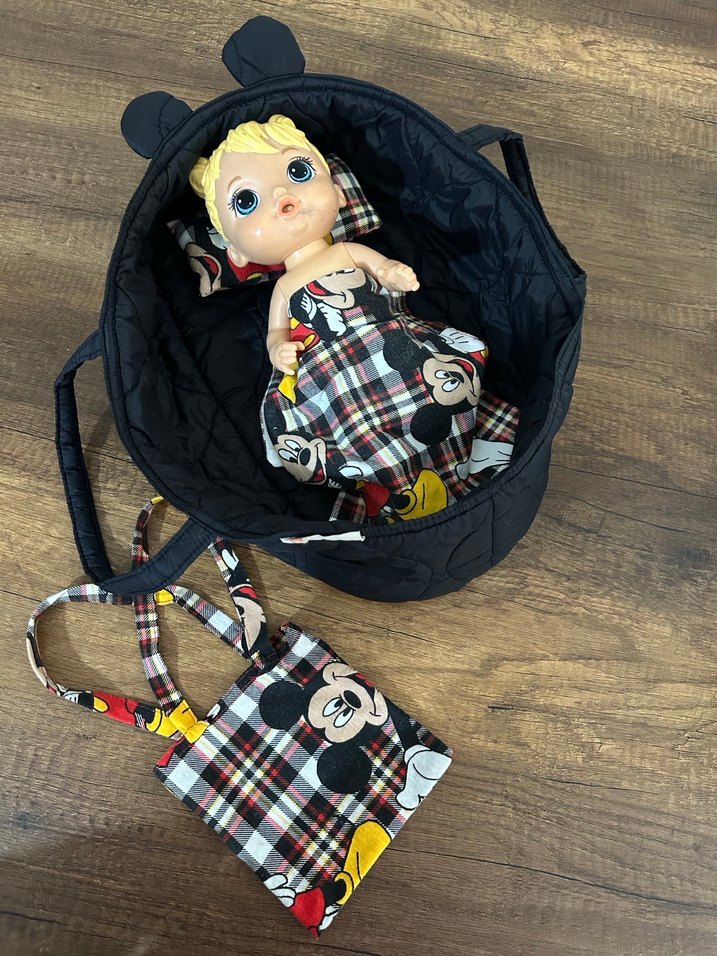 Siyah Mickey Desenli Bebek Taşıma Çantası - Görsel 3