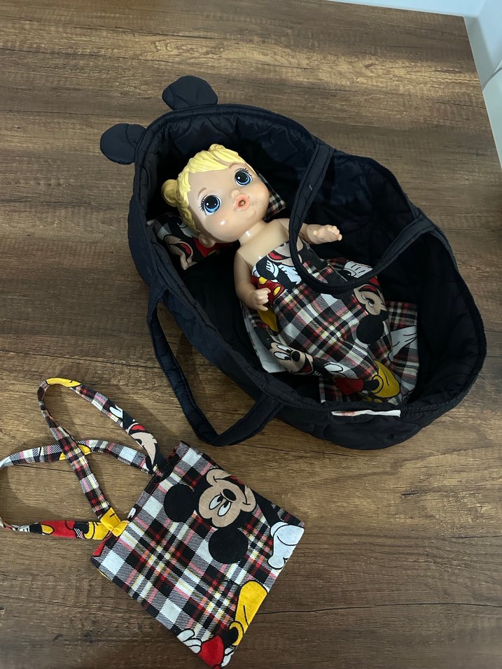 Siyah Mickey Desenli Bebek Taşıma Çantası - Görsel 5