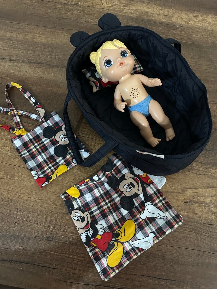 Siyah Mickey Desenli Bebek Taşıma Çantası - Görsel 2