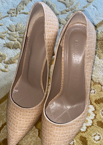 Bej Yılan Desenli Deri Stiletto Topuklu Kadın Ayakkabı - Görsel 5