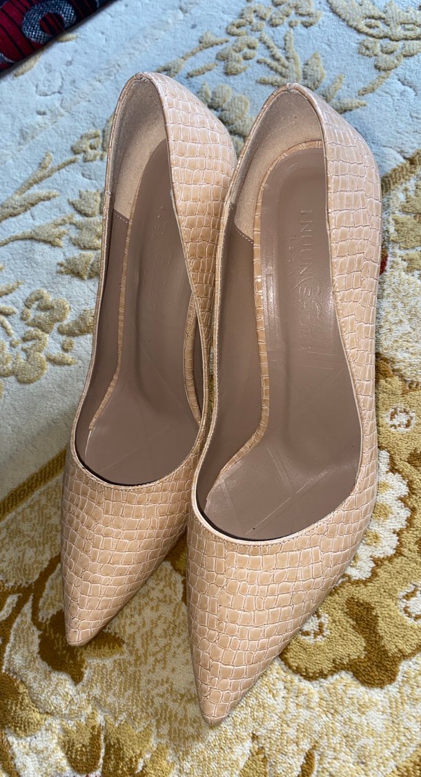 Bej Yılan Desenli Deri Stiletto Topuklu Kadın Ayakkabı - Görsel 2