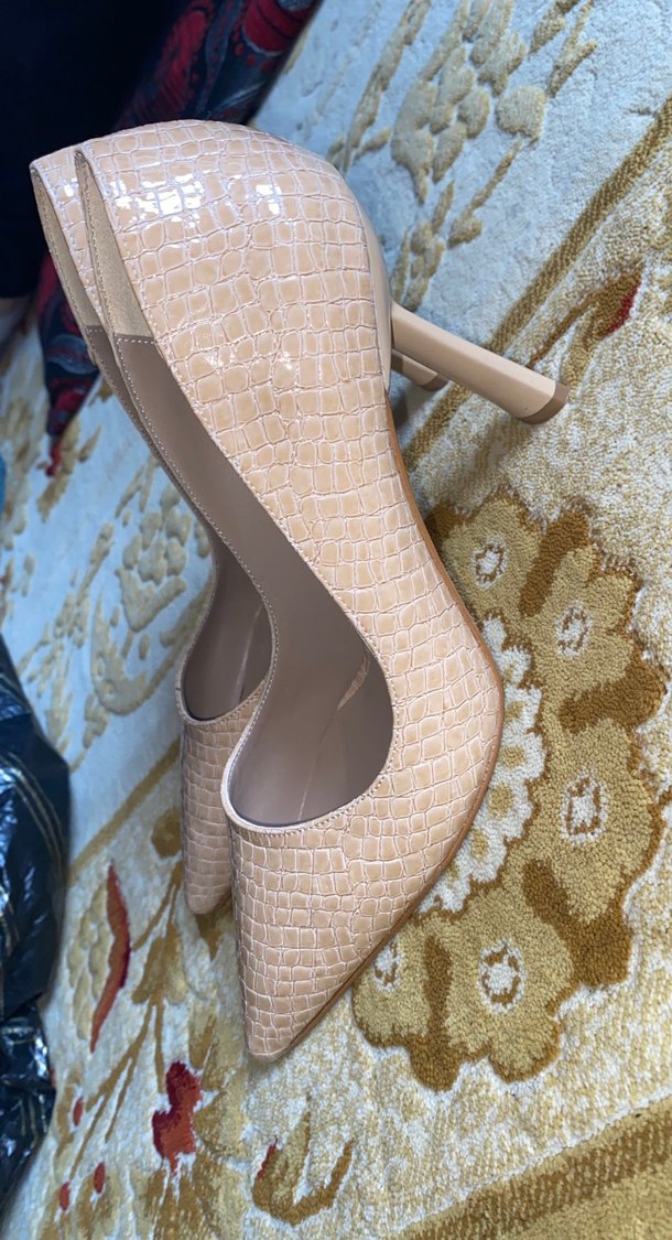 Bej Yılan Desenli Deri Stiletto Topuklu Kadın Ayakkabı - Görsel 4