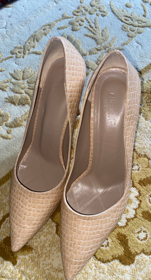 Bej Yılan Desenli Deri Stiletto Topuklu Kadın Ayakkabı - Görsel 5