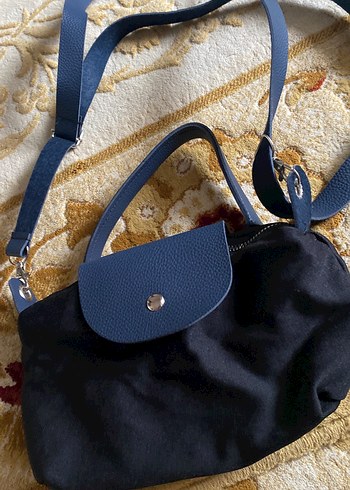 Koyu Mavi Süet Kadın Omuz Çantası - Görsel 5