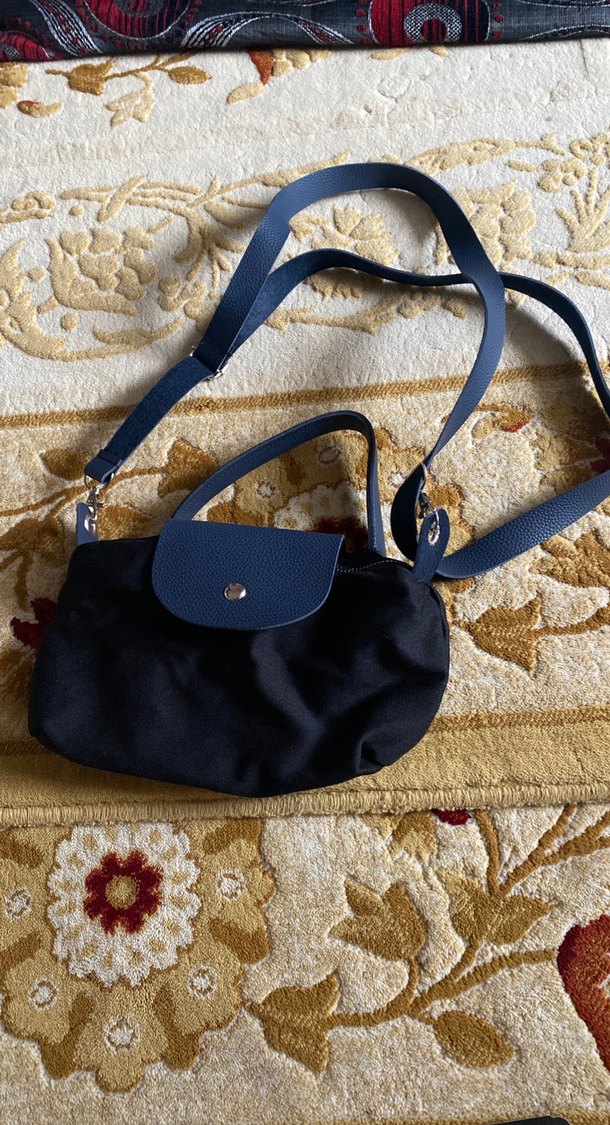 Koyu Mavi Süet Kadın Omuz Çantası - Görsel 3