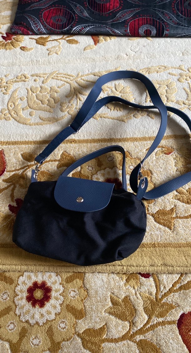 Koyu Mavi Süet Kadın Omuz Çantası - Görsel 2