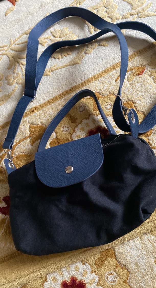 Koyu Mavi Süet Kadın Omuz Çantası - Görsel 5