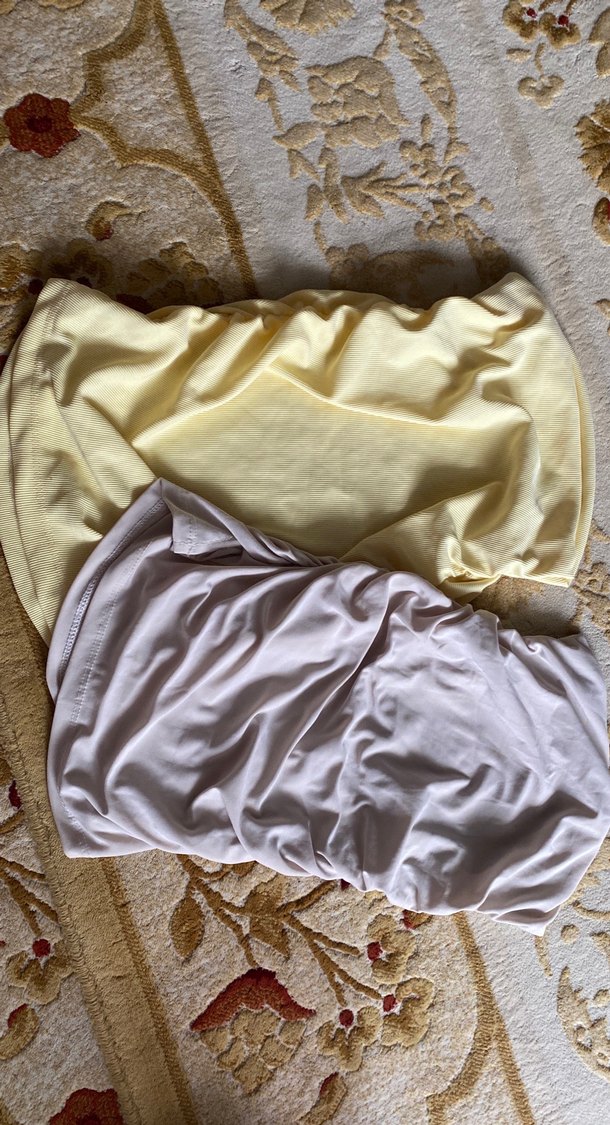 Sarı Midi straplez  crop yanı büzgülü - Görsel 2