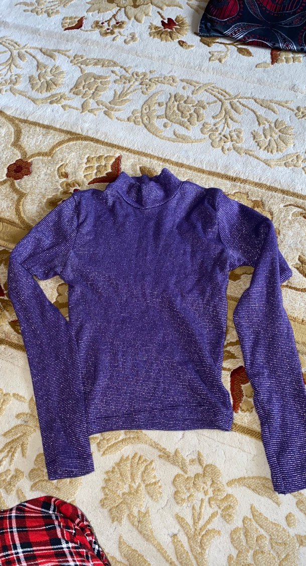 Mor Balıkçı Yaka Kadın Triko Kazak - Görsel 4