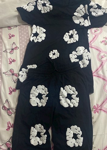 m Beden Erkek Siyah Batik Desenli Midi Pijama Takımı