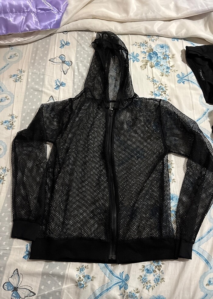 Fermuarlı fileli ceket - Görsel 3