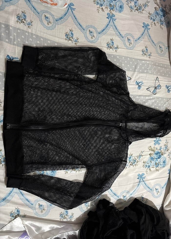 Fermuarlı fileli ceket - Görsel 4