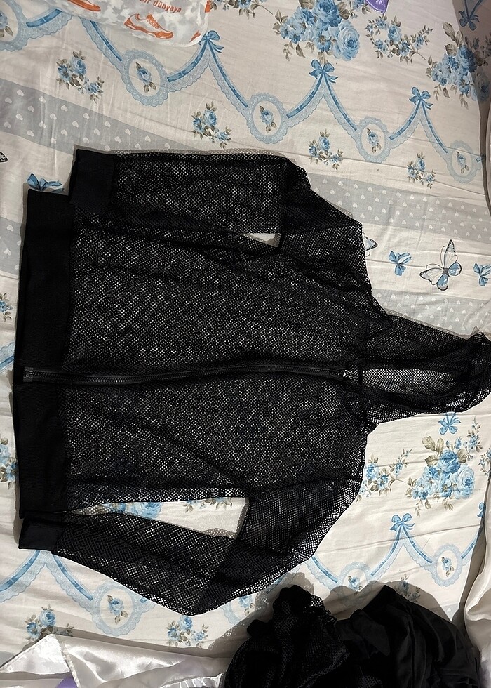 Fermuarlı fileli ceket - Görsel 5