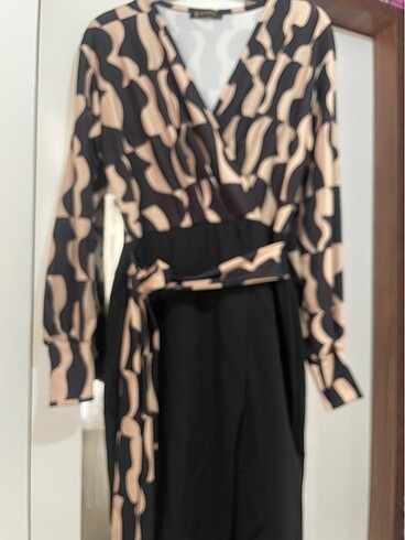 Elbise siyah krem - Görsel 5