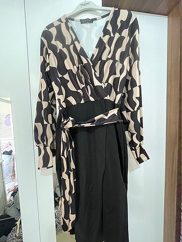 Elbise siyah krem - Görsel 7