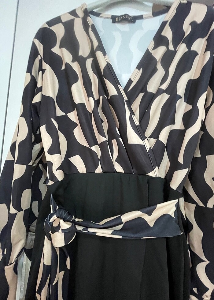 Elbise siyah krem - Görsel 4