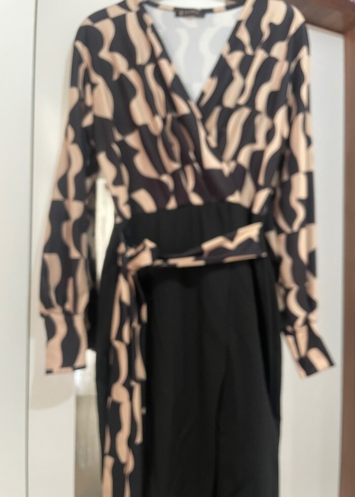 Elbise siyah krem - Görsel 5