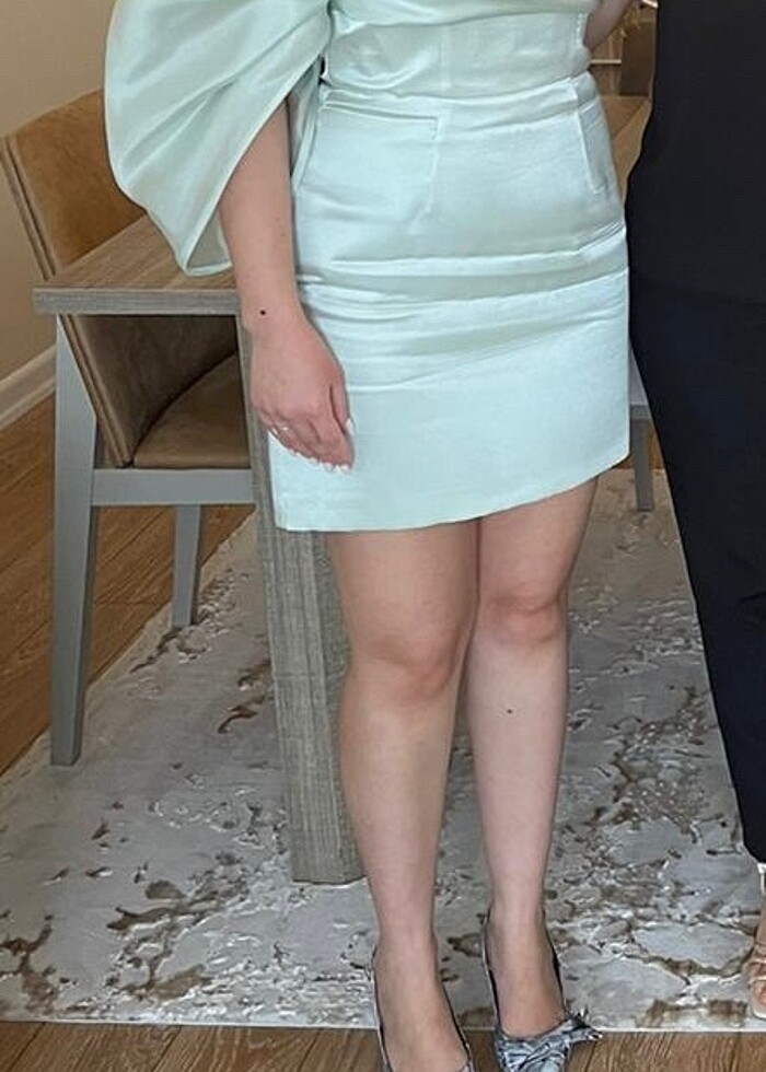 Alfabeta saten su yeşili elbise - Görsel 3