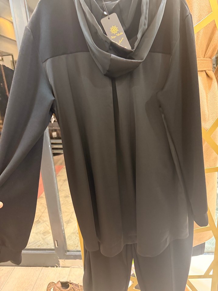 Siyah Kadın Oversize Kapüşonlu Eşofman Takımı - Görsel 2