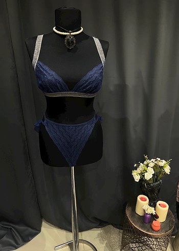 Lacivert Dantel Detaylı takım - Görsel 5