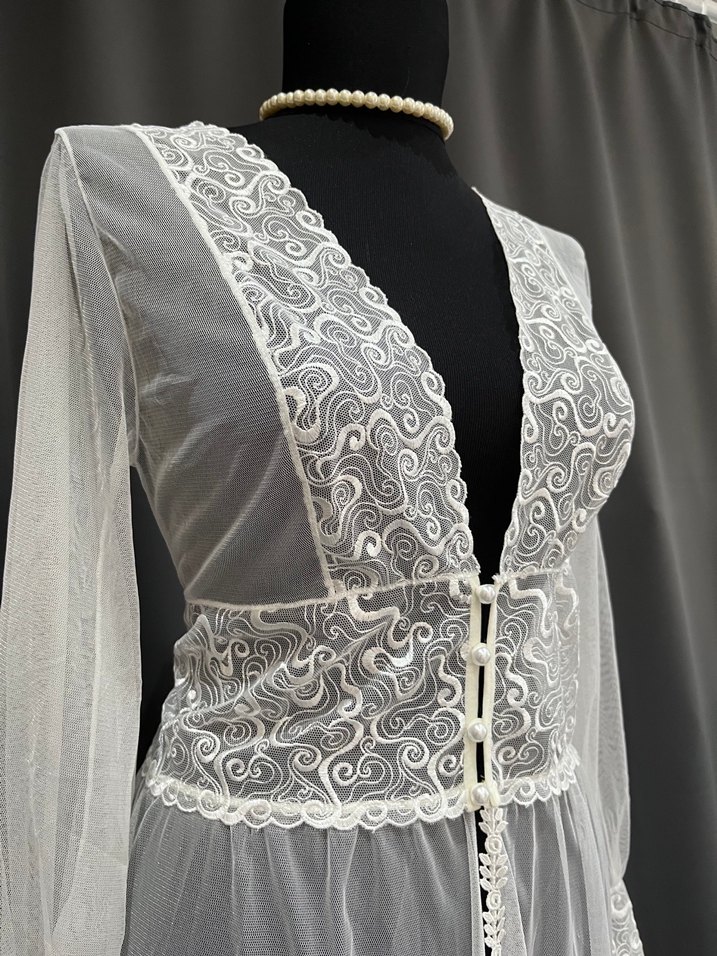 Uzun Beyaz Nakışlı Bohem Kadın Elbisesi - Görsel 3