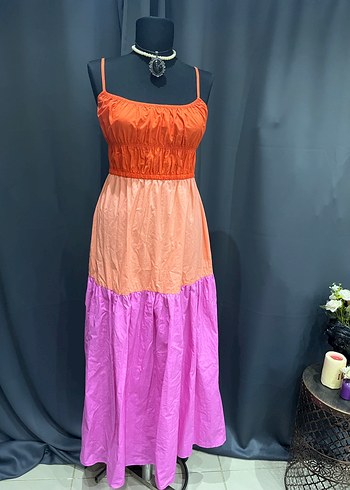 Bohem Tarzda Uzun Askılı Renkli Elbise - Görsel 3