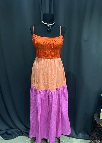 Bohem Tarzda Uzun Askılı Renkli Elbise - Görsel 5