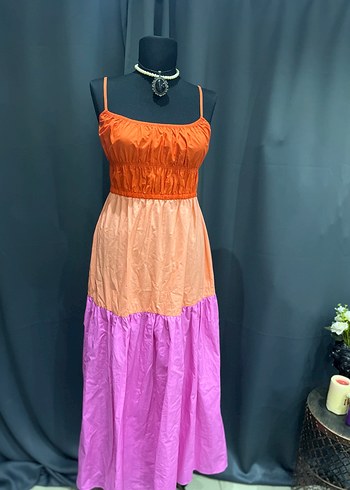 Bohem Tarzda Uzun Askılı Renkli Elbise - Görsel 4