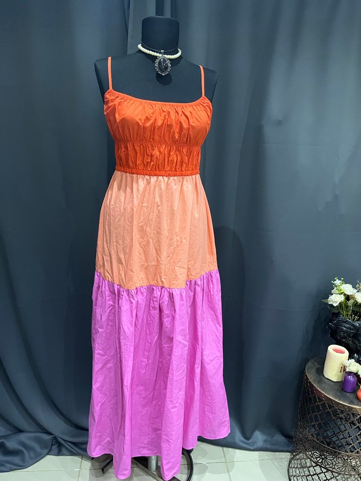 Bohem Tarzda Uzun Askılı Renkli Elbise - Görsel 3