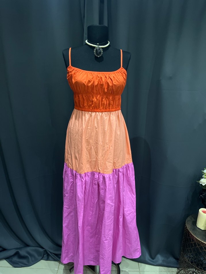 Bohem Tarzda Uzun Askılı Renkli Elbise - Görsel 5