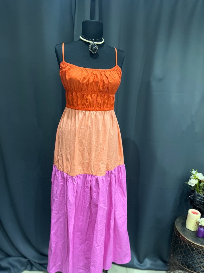 Bohem Tarzda Uzun Askılı Renkli Elbise - Görsel 4